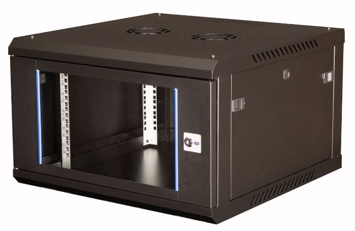 Шкаф настенный 19, 6U Datarex DR-631101 телекоммуникационный 368X600х600 мм, дверь стекло,черный