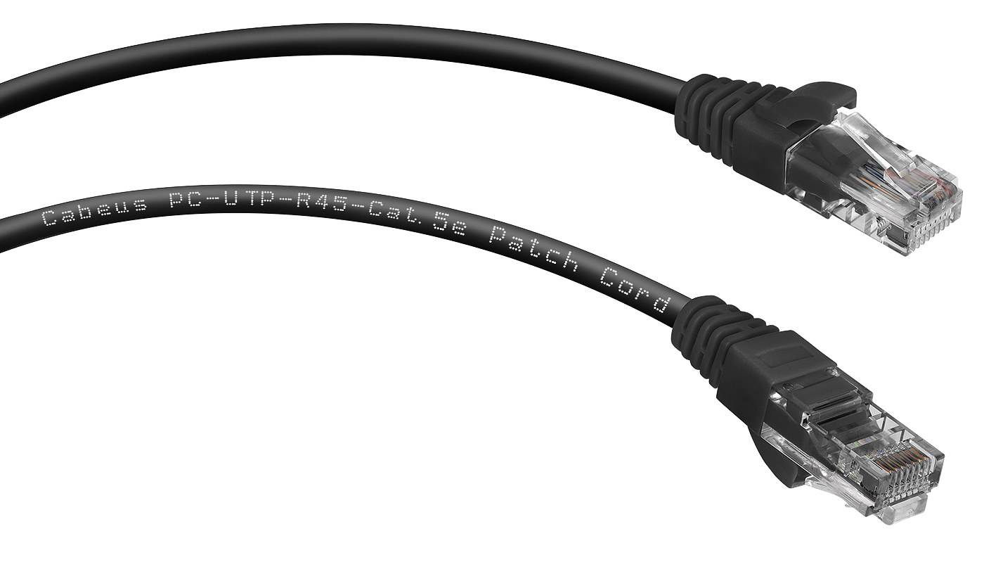 Кабель патч-корд U/UTP 5e кат. 3м. Cabeus PC-UTP-RJ45-Cat.5e-3m-BK неэкранированный, черный