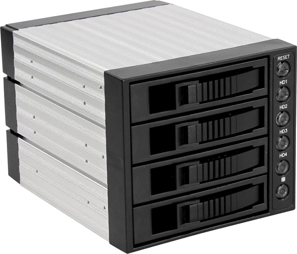 Корзина Procase A3-304-SATA3-BK 4*SATA3/SAS 6Gb (черный) hotswap aluminium mobie rack module (3x5,25) 1xFAN 80x15mm