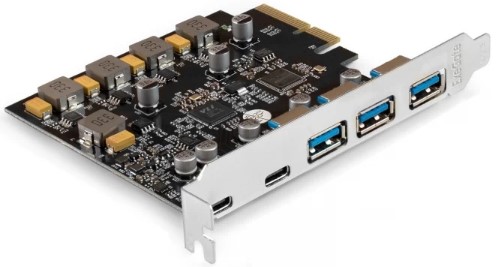 Контроллер Exegate EXE-313-3A2C EX298301RUS PCI-E x4 v3.0, 3*USB 3.2, 2*USB Type-C, до 10 Гбит/с, разъем доп.питания