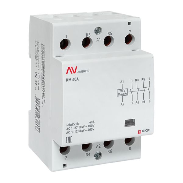 Контактор модульный EKF km-av-3-40-22-230V КМ 40А 2NO+2NC 230VAC (3 мод.) AVERES
