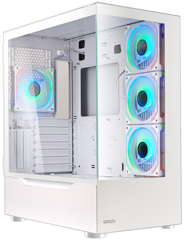 Корпус eATX Ginzzu GL790 без БП, боковая панель из закалённого стекла, 2*USB 2.0, USB 3.0
