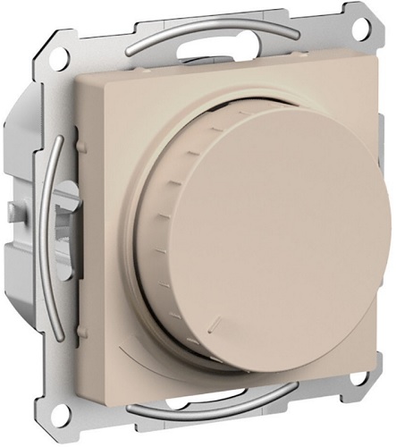 Светорегулятор Systeme Electric ATN001223 AtlasDesign поворотно-нажимной LED, RC, 400Вт, механизм, Песочный