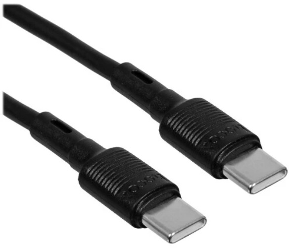 Кабель Hoco X83 Victory 6931474770929 Type-C - Type-C, 1.0м, круглый, 3.0A, силикон, PD60W, цвет: чёрный (1/33/330)