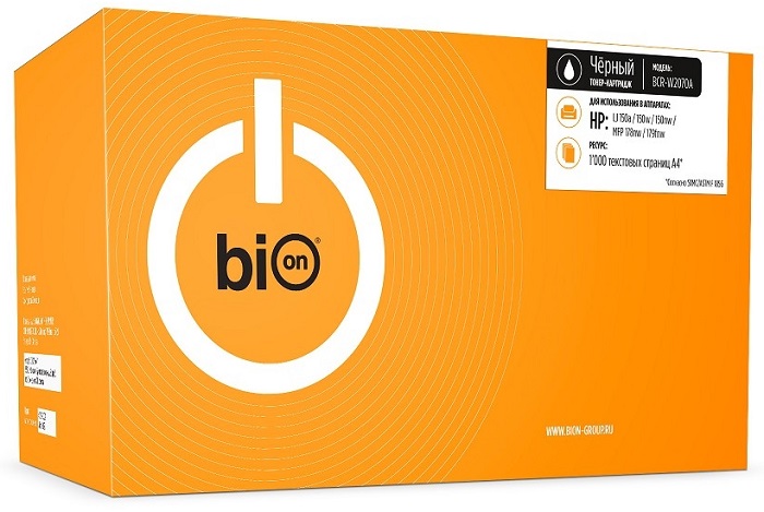 Картридж BION BCR-W2070A W2070A для HP Color Laser 150a/150w/150nw, MFP 178nw/179fnw (1000 стр.), Черный