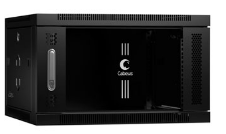 Шкаф настенный 19, 6U Cabeus SH-05F-6U60/60-BK телекоммуникационный 600x600x368mm (ШхГхВ) дверь стекло, цвет черный (RAL 9004)