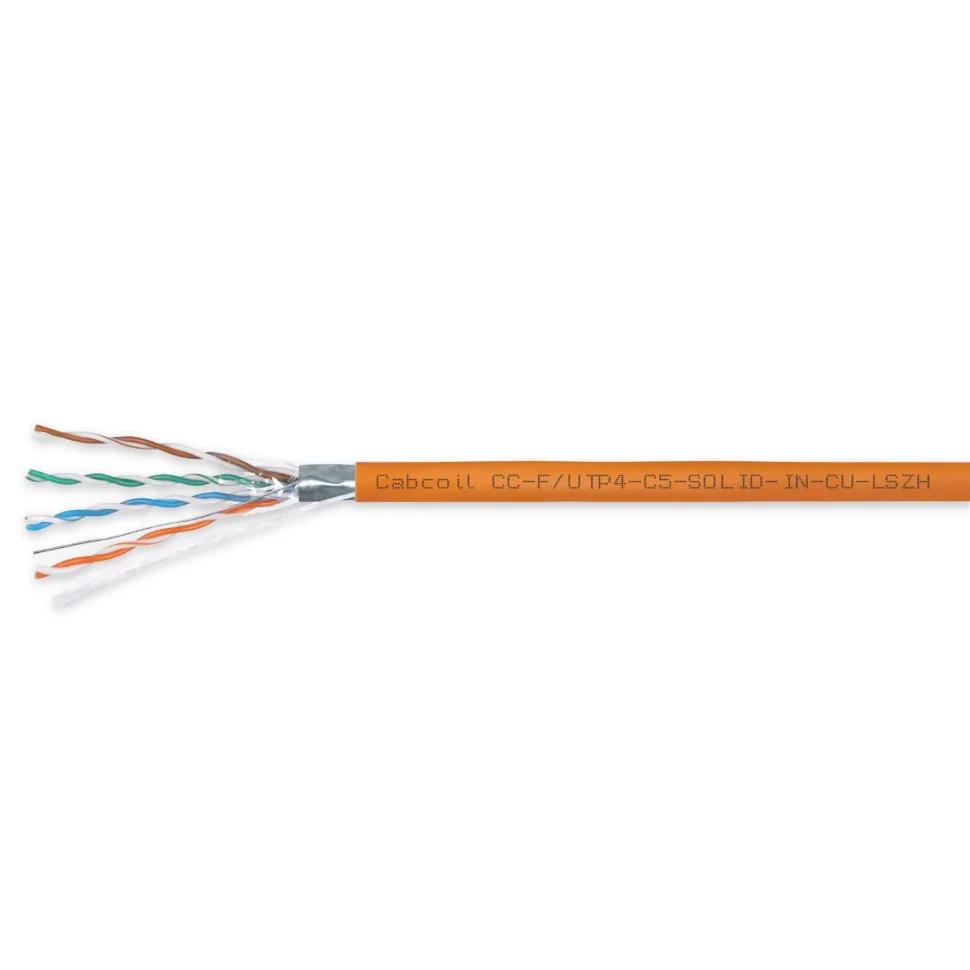 Кабель витая пара F/UTP 5e кат. 4 пары Cabcoil CC-F/UTP4-C5-SOLID-IN-CU-LSZH IN, проводник 0,51мм, AWG 24, LSZH (бухта 305м)