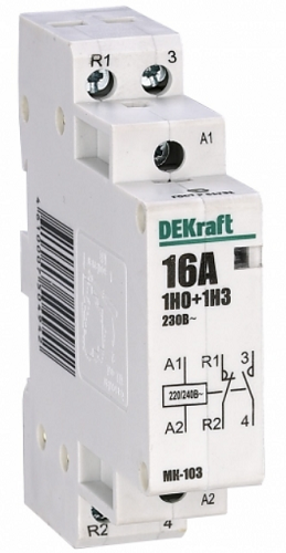  Контактор модульный DEKraft 18051DEK 1НО+1НЗ 16А 230В МК-103