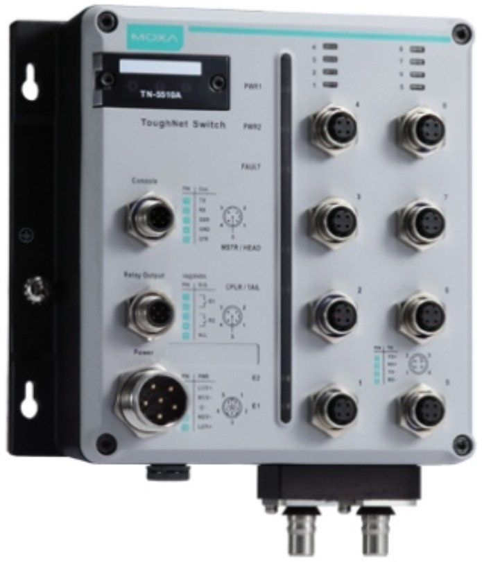 Коммутатор управляемый MOXA TN-5510A-8PoE-2GTXBP-WV-T 8 * FE with 802.3at PoE+ and 2 * GE M12 ports with bypass function, power input 24 - 110 VDC