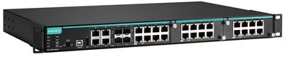 Коммутатор управляемый MOXA IKS-6728A-4GTXSFP-24-T модульный Ethernet: 8 портов 10/100BaseT(X), 4 комбо-порта 10/100/1000BaseT(X) (RJ45 + SFP), 2 слот