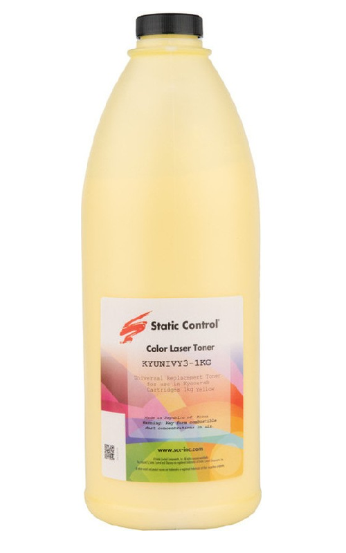 Тонер Static Control KYUNIVY3-1KG желтый флакон 1000гр. для принтера Kyocera FSC5100DN/TA250ci