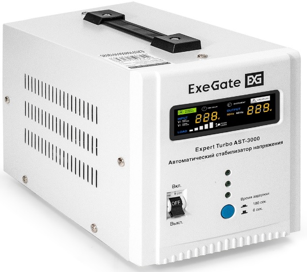   Xcom-Shop Стабилизатор напряжения Exegate Expert Turbo AST-3000 EX291732RUS (3000ВА, вход 80-260В, цветной дисплей, выход 220В±8%, КПД 98%, 5 уровней защиты, ме