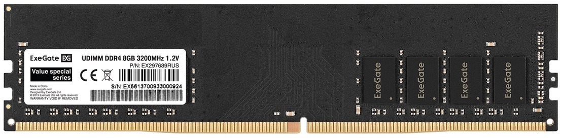 Модуль памяти DDR4 8GB Exegate Value Special EX297689RUS 3200MHz PC4-25600 CL19 1.2V