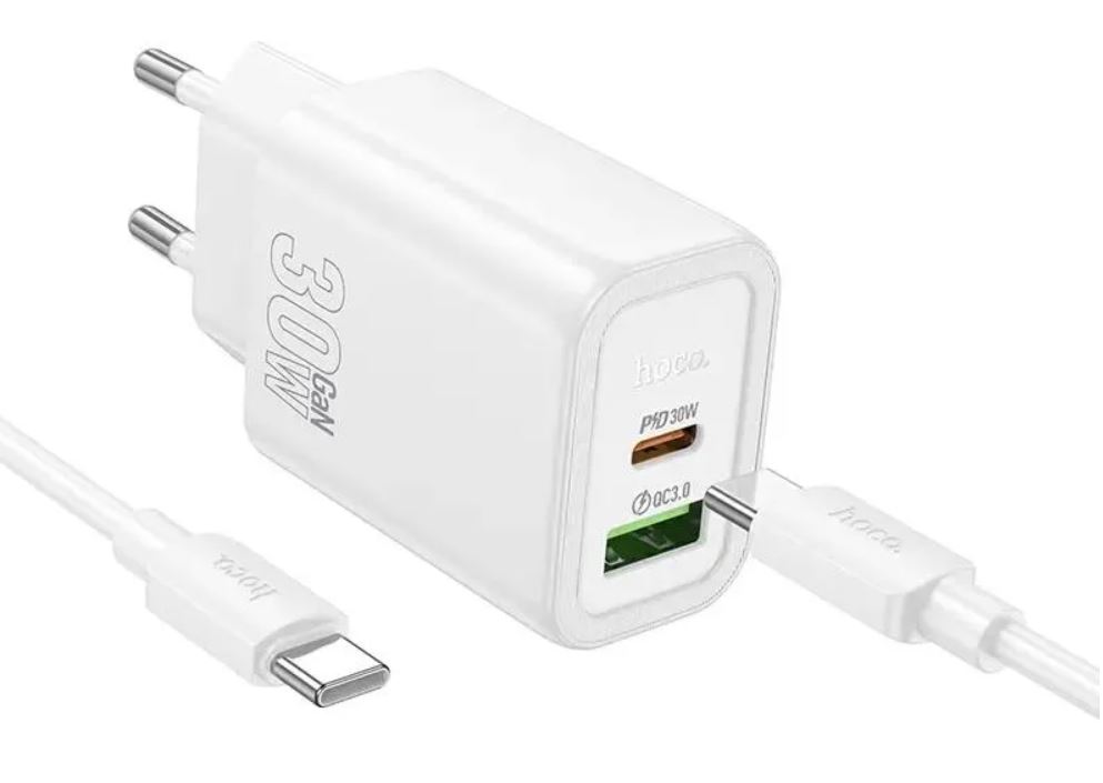 Зарядное устройство сетевое Hoco N63 Gentle Hoco 44402 30W 3A (PD) USB-A/Type-C универсальное белый