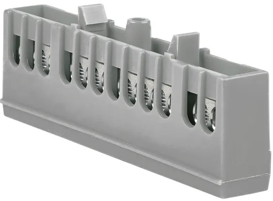 Шина EKF sn0-63-12-is фаза L (6x9мм) 12 отв. латунь серый изолир. корп. на DIN-рейку