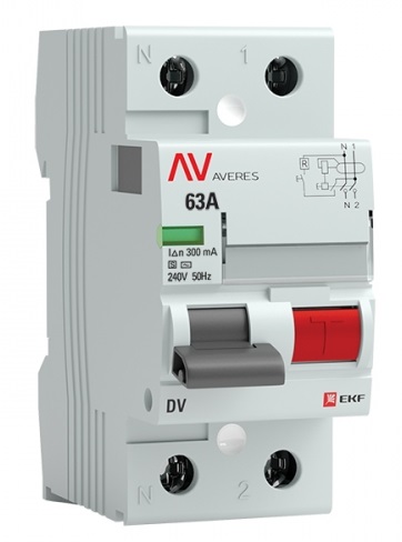 УЗО EKF rccb-2-63-300-s-av DV 2P 63А/300мА (S) AVERES