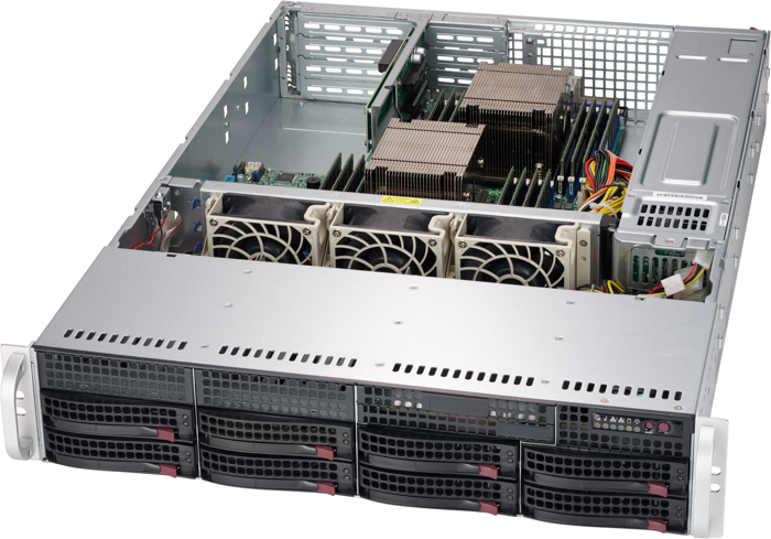 Корпус серверный 2U Supermicro CSE-825TQC-R802LPB 8*3.5 HS SAS3/SATA, 2*3.5 SAS3/SATA, 7*LP exp. slots, 2*800W