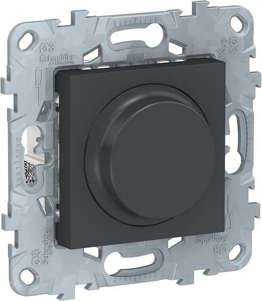 Светорегулятор Schneider Electric NU551454 UnicaNew, антрацит, LED, поворотно-нажимной, универсальный 5-200Вт