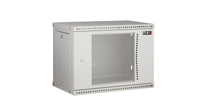 Шкаф настенный 19, 12U TLK TWI-126045-R-P-GY перфорированная дверь, Ш600хВ569хГ450мм, 1 пара монтажных направляющих, серый