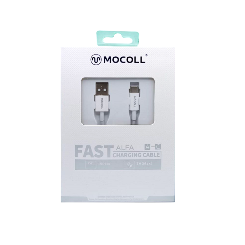 Кабель MOCOLL Alfa Series AC2W Type-A to Type-C, 3А, 60Вт, 1.5м, белый