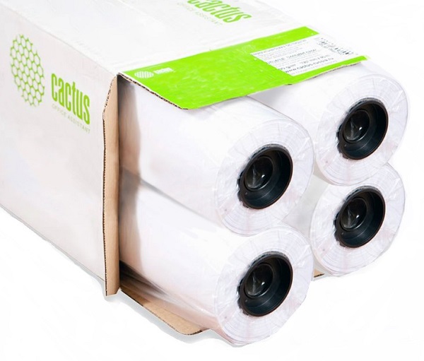 Бумага Cactus CS-LFP80-914457E-4 914мм-45.7м/80г/м2/белый втулка:50.8мм (2) (упак.:4рул)