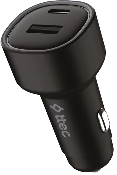 Зарядное устройство автомобильное TTEC 2CKP02LS Duo, PD 48W, USB-C+USB-A с кабелем USB-C-Lightning, цвет: черный