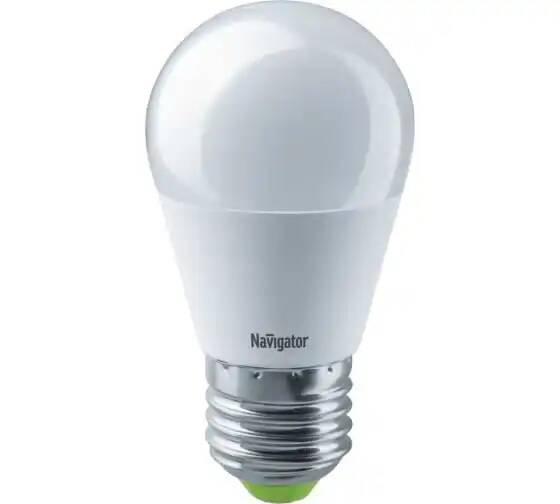 Лампа светодиодная Navigator NLL-G45-8.5-230-2.7K-E27 8,5Вт, 176-264В, 2700К, 640лм, E27, 47х88мм, шар, матовая (61336)