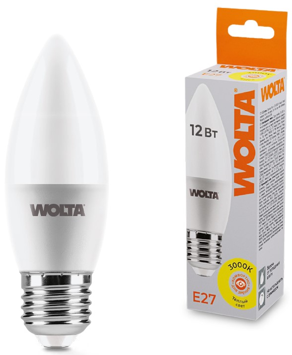 Лампа светодиодная WOLTA 25YC12E27 12Вт 3000K Е27