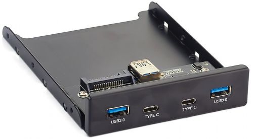 Аксессуары Панель лицевая Exegate U3H-619 EX280448RUS в 3.5 отсек, 2*USB 3.0, 2*USB Type-C