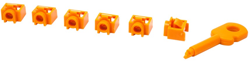 Комплект Lanmaster LAN-SEC45-PL-SET-OR заглушек порта RJ-45 (6 шт.) + ключ, оранжевый