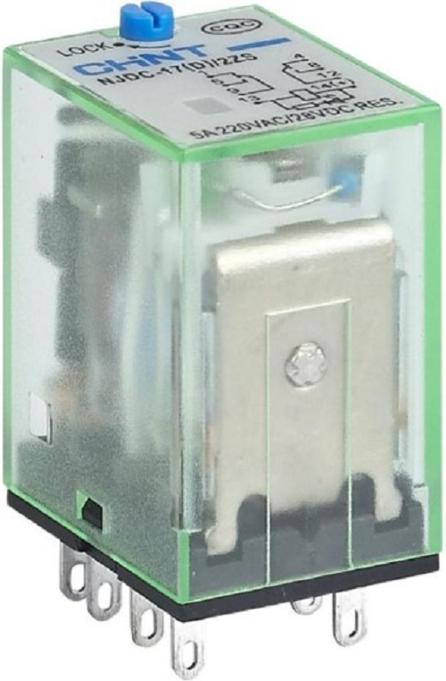 Реле промежуточное CHINT 651144 с кнопкой тестирования NJDC-17(D)/4ZS 4 конт. с инд. LED 3А DC24В