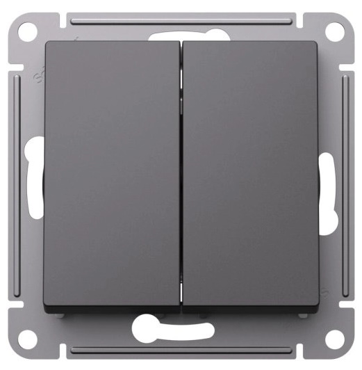 Выключатель двухклавишный Systeme Electric ATN001451 AtlasDesign сх.5, 10АХ, механизм, базальт