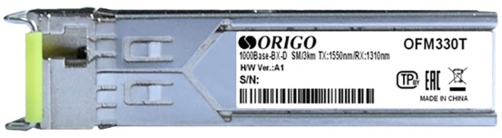 Трансивер ORIGO OFM330T/3KM/A1A WDM SFP-трансивер, 1000Base-BX-D (Simplex SC), TX: 1550нм, RX: 1310нм, одномод, до 3км