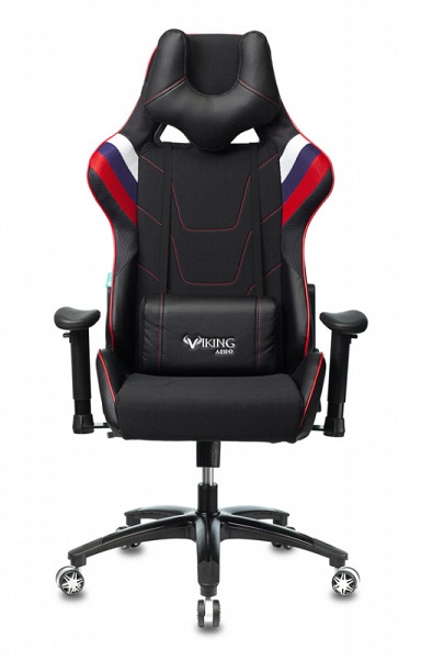 Кресло Бюрократ VIKING 4 AERO две подушки, белое/синее/красное/черное, искусст.кожа/ткань