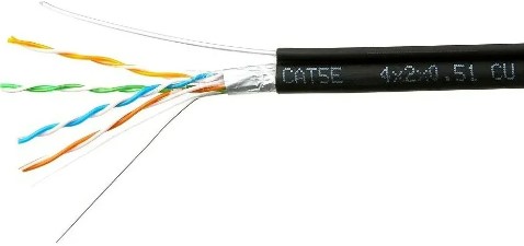 Кабель витая пара F/UTP 5e кат. 4 пары Cablexpert FPC-5051E-4-CU-OUTR outdoor 4x2x0.51 на тросу, медный, однож., 305м, coil, черн