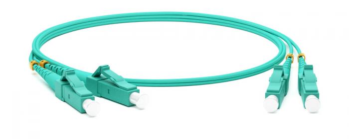 Патч-корд волоконно-оптический Hyperline FC-D2-503-LC/PR-LC/PR-H-15M-LSZH-AQ MM 50/125(OM3), LC-LC, duplex, 10G/40G, LSZH, 15м