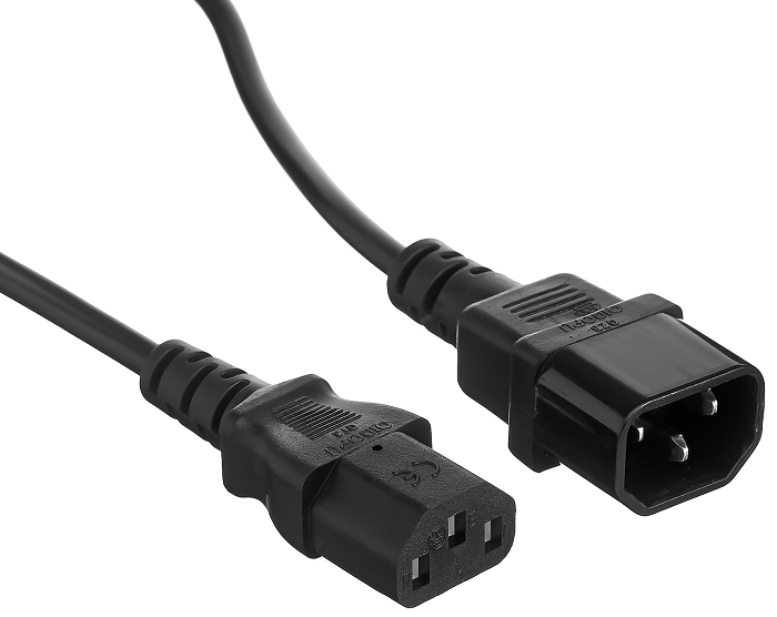 Кабель питания Exegate EC-1P (IEC 320 С13->С14) VDE-250V-3*0.75mm2, медь, черный,1.0м.