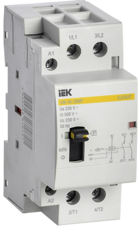 Контактор модульный IEK MKK12-40-20 с ручным управлением КМ40-20МР AC KARAT