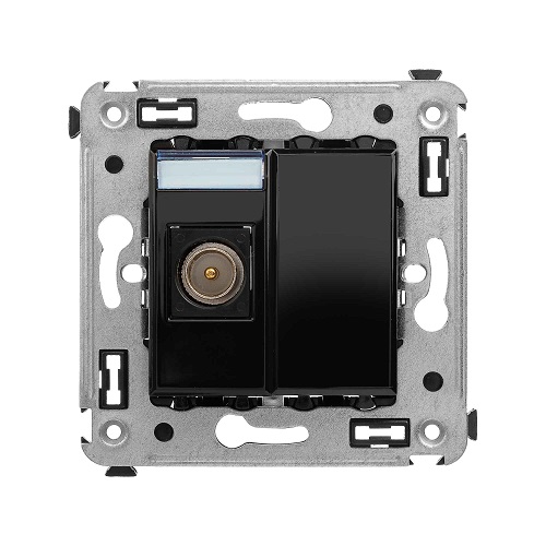 Розетка DKC 4402503 в стену, TV оконечная, Чёрный квадрат, Avanti