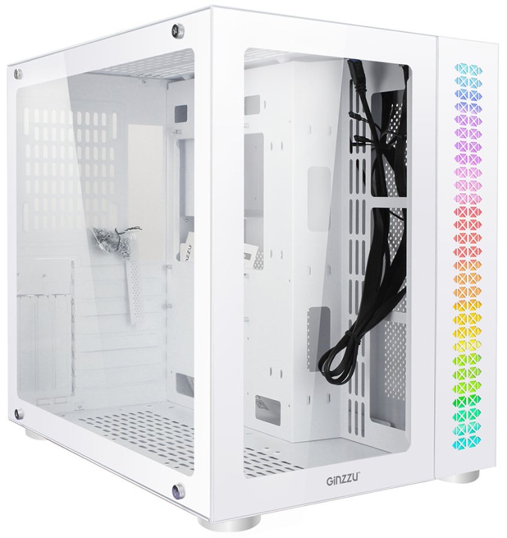 Корпус ATX Ginzzu V560 без БП, боковая и фронтальная панель из закалённого стекла, 2*USB 2.0, USB 3.0
