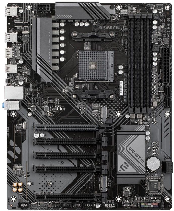 Материнская плата ATX GIGABYTE B550 EAGLE (AM4, AMD B550, 4*DDR4 (3200), PCIe, 2*M.2, 4*SATA RAID, 4*USB 2.0, 2*USB 3.0, DVI, HDMI)