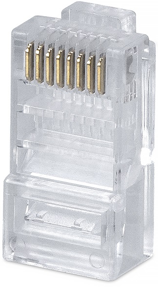 Коннектор RJ-45 (8P8C) cat.6 Exegate PL45-C6-8P8C-100 EX283691RUS под одножильный кабель, золотое напыление (100шт)
