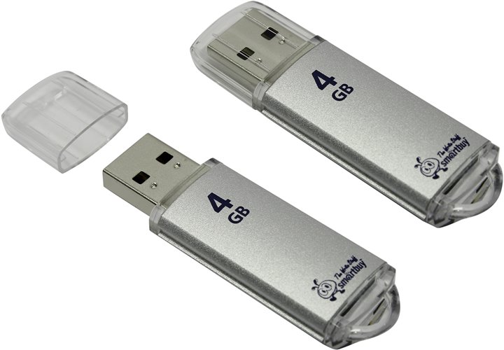 Накопитель USB 2.0 4GB SmartBuy SB4GBVC-S V-Cut серебристый