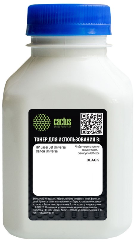 Тонер Cactus CS-THPU-150 черный флакон 150гр. для принтера C7115A/Q2613A/Q2624A/C4092A/C3906A/Q7553A/CF280A для HP LJ 1010/1020/P2015/P3015/P4015/P203