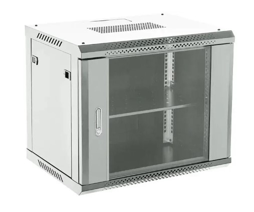 Шкаф серверный 19, 12U Rexant 04-1266-111 600×600х635, дверь сплошное стекло, серый, RAL 7035