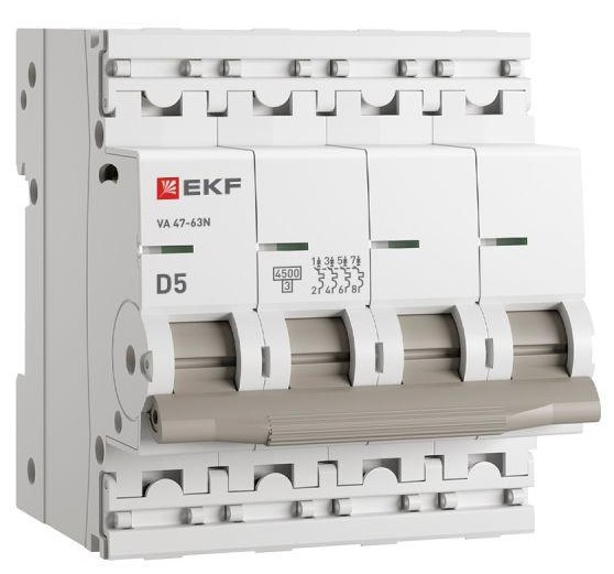 Автоматический выключатель EKF M634405D 4P 5А (D) 4,5kA ВА 47-63N PROxima