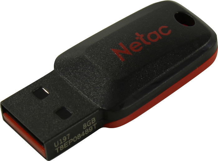 Накопитель USB 2.0 8GB Netac NT03U197N-008G-20BK U197, черный