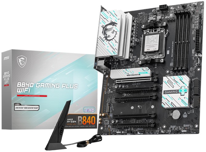   Xcom-Shop Материнская плата ATX MSI B840 GAMING PLUS WIFI (AM5, AMD B840, 4*DDR5, 5*PCIe, 2*M.2, 4*SATA3, WiFi, BT, 8*USB 2.0, 2*Usb Type-C, HDMI)