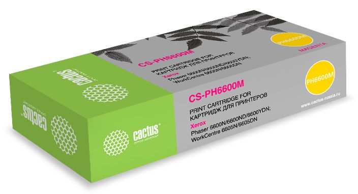 Картридж Cactus CS-PH6600М пурпурный (6000стр.) для Xerox Phaser 6600 /WorkCentre 6605