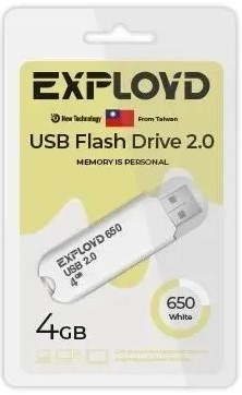 Накопитель USB 2.0 4GB Exployd EX-4GB-650-White 650  белый